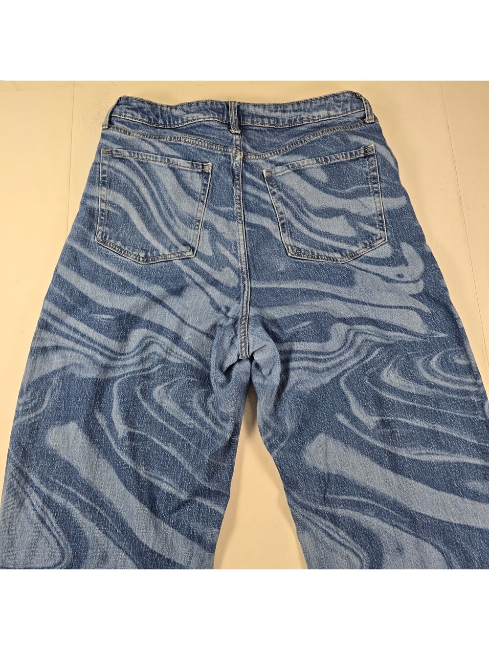 Wild Fable Jeans Women's 14/32R (32x30) Blue Marble Swirl Highest Rise Baggy - Picture 7 of 9